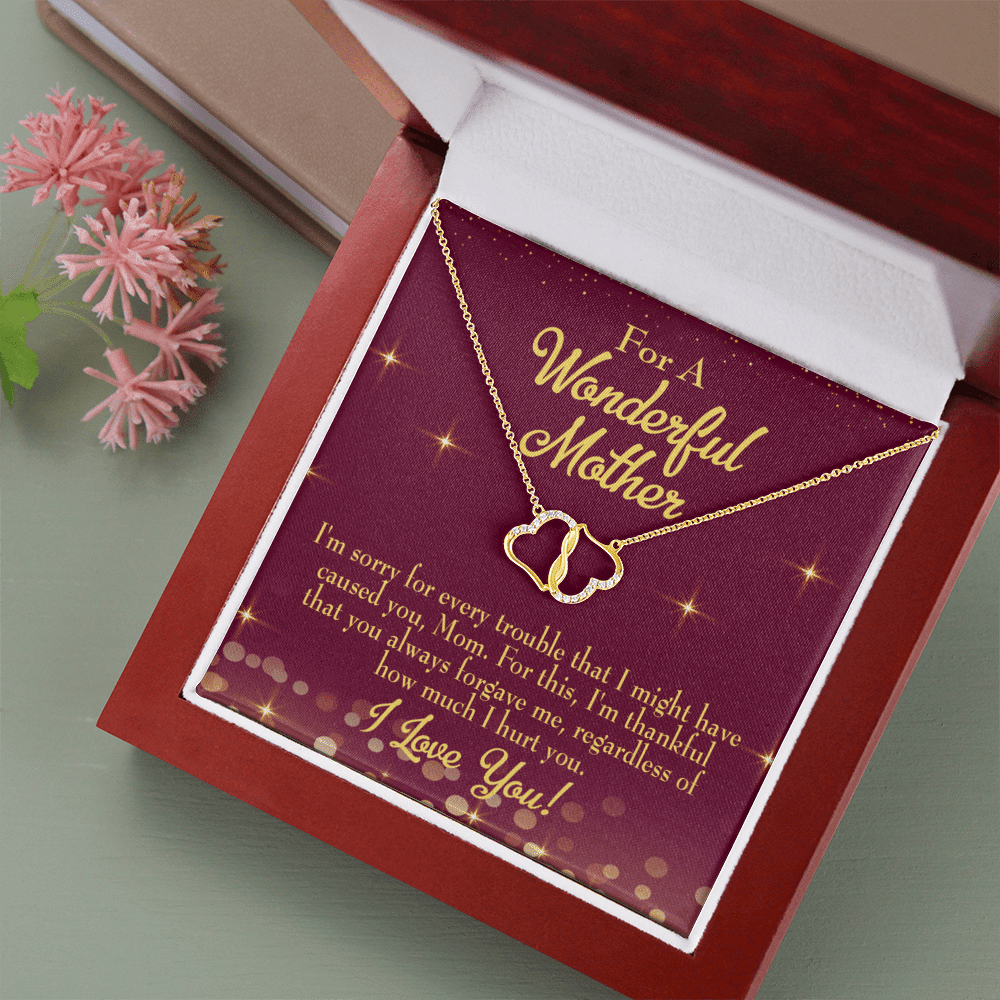 To My Mom Sorry Mom Eternal Love 10K Solid Gold Heart Necklace Gift Set Diamonds Everlasting Love Luxury Box Gift From Him