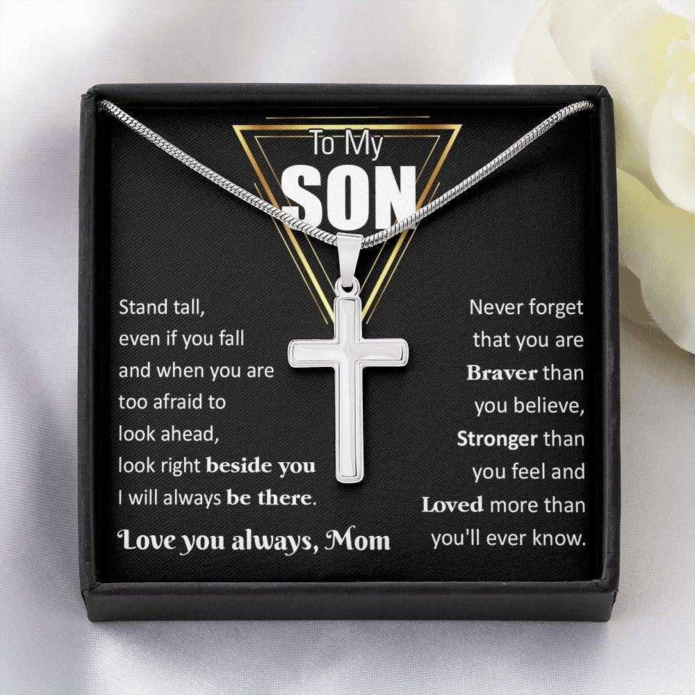 Cross Necklace, Gift For Son, I Will Always Be There , Gift From Dad Mom