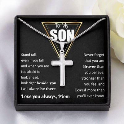 Cross Necklace, Gift For Son, I Will Always Be There , Gift From Dad Mom