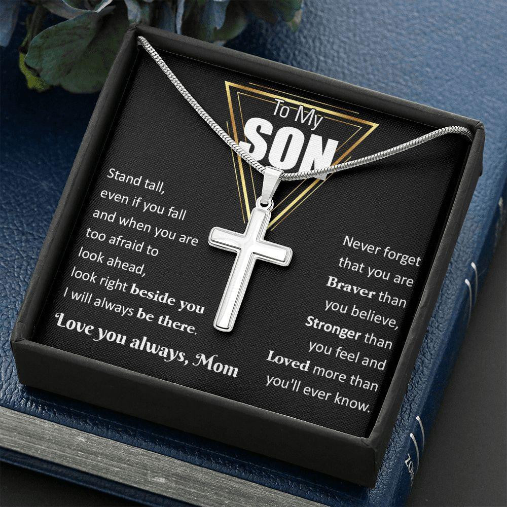 Cross Necklace, Gift For Son, I Will Always Be There , Gift From Dad Mom