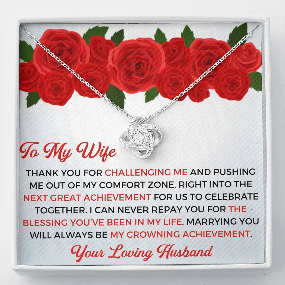 To My Wife - Thank You Gift - Love Knot Necklace, Anniversary Love Messages Gift Ideas For Her 2022
