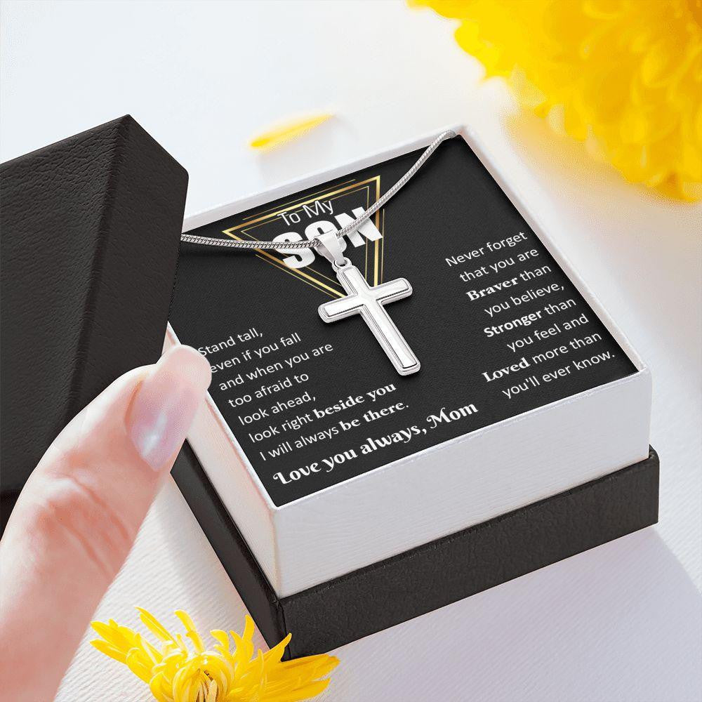 Cross Necklace, Gift For Son, I Will Always Be There , Gift From Dad Mom
