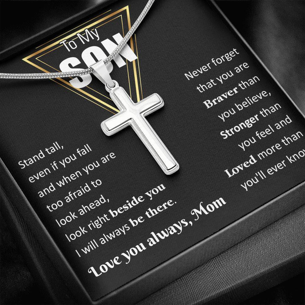 Cross Necklace, Gift For Son, I Will Always Be There , Gift From Dad Mom