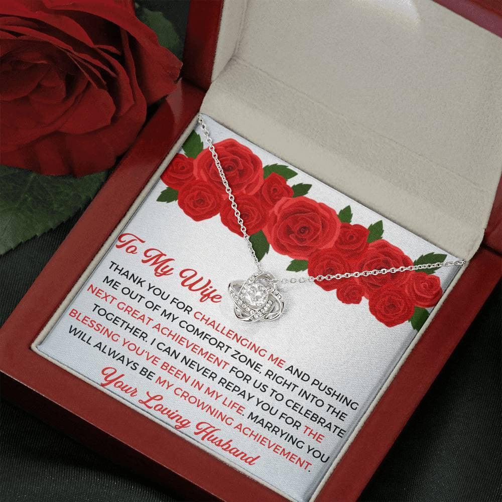 To My Wife - Thank You Gift - Love Knot Necklace, Anniversary Love Messages Gift Ideas For Her 2022