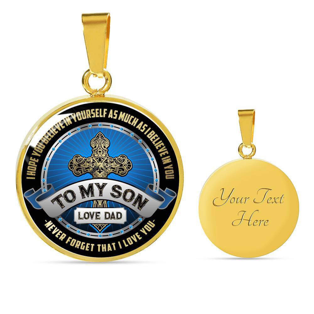 Dad To Son Gift Necklace - Luxury Circle Pendant Necklace Perfect Gift Idea For Her/Him