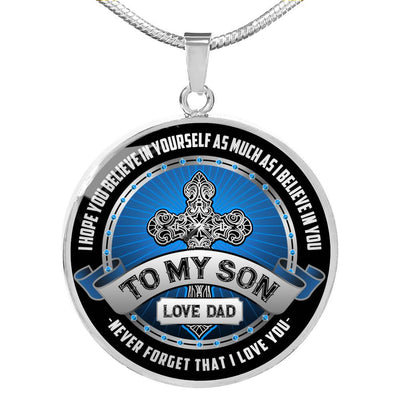Dad To Son Gift Necklace - Luxury Circle Pendant Necklace Perfect Gift Idea For Her/Him