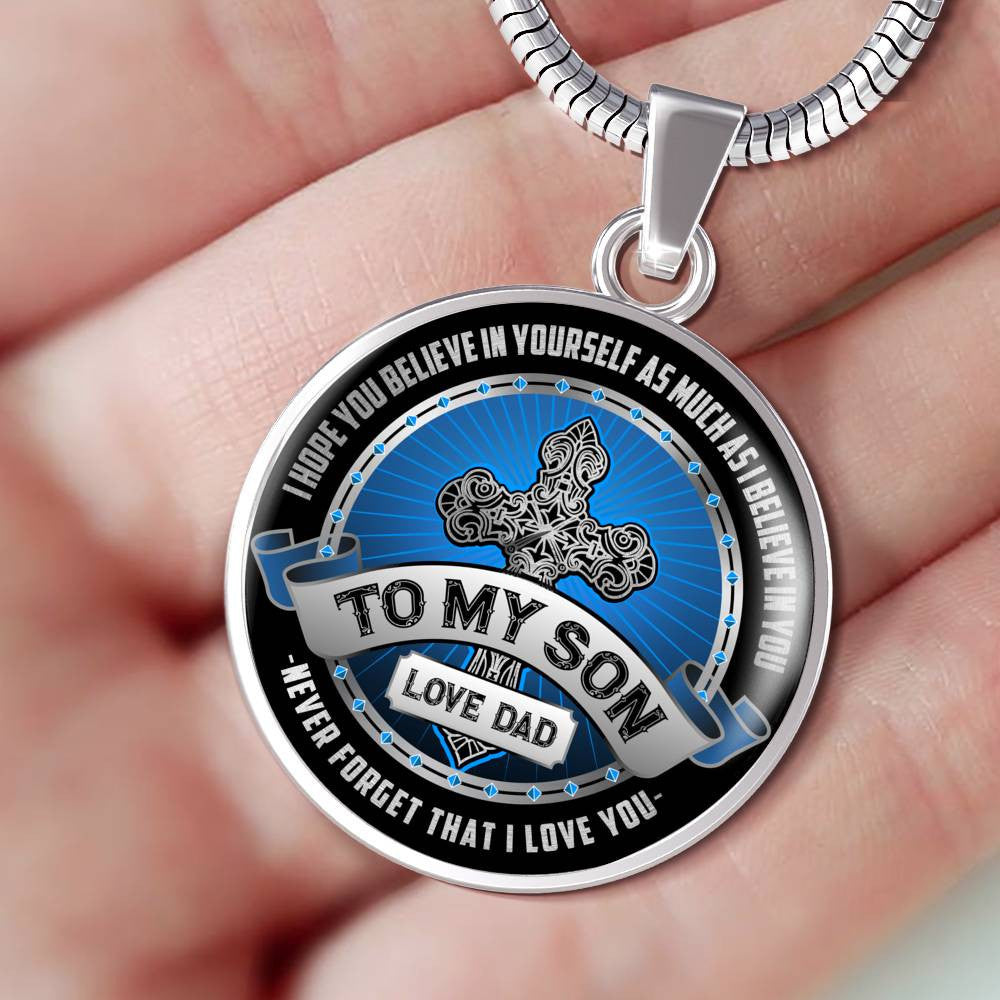 Dad To Son Gift Necklace - Luxury Circle Pendant Necklace Perfect Gift Idea For Her/Him