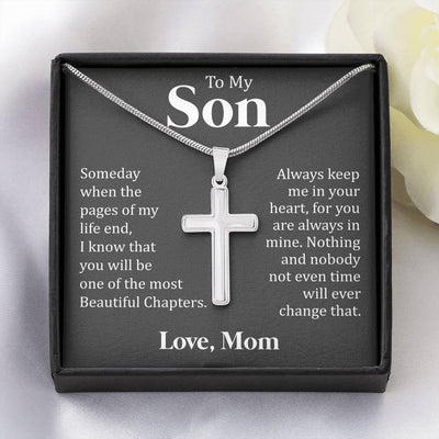 To My Son - Beautiful Chapter -   Cross Necklace Gift From Dad Mom