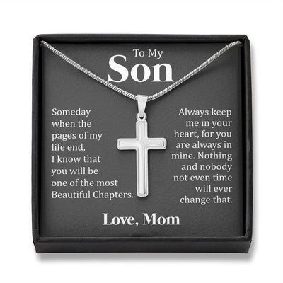 To My Son - Beautiful Chapter -   Cross Necklace Gift From Dad Mom