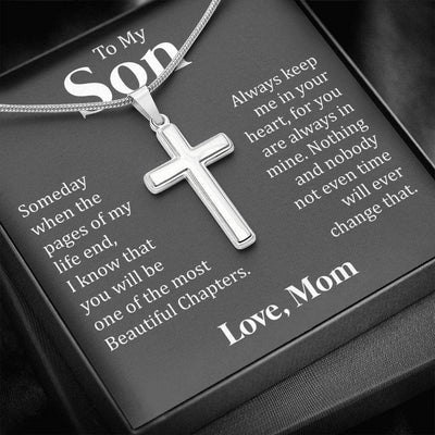To My Son - Beautiful Chapter -   Cross Necklace Gift From Dad Mom