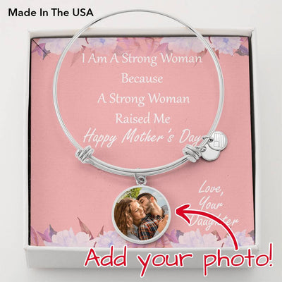 A Strong Woman" - Mother's Day Personalised Bangle - Luxury Circle Bangle Bracelet Gift Idea