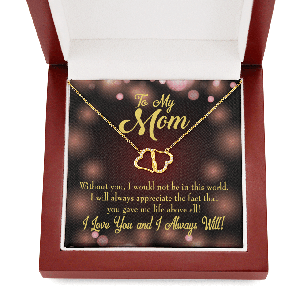 To My Mom Without You Eternal Love 10K Solid Gold Heart Necklace Gift Set Diamonds Everlasting Love Luxury Box Gift From Him