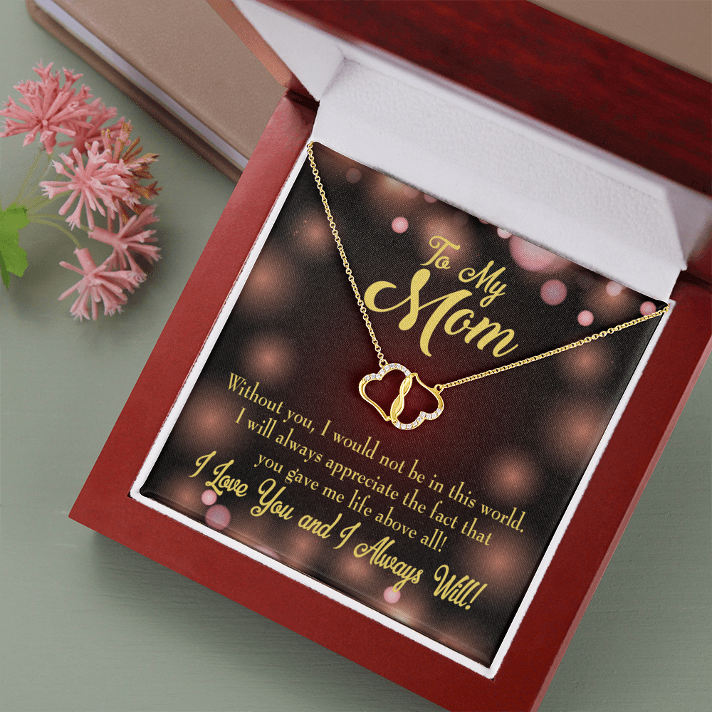 To My Mom Without You Eternal Love 10K Solid Gold Heart Necklace Gift Set Diamonds Everlasting Love Luxury Box Gift From Him