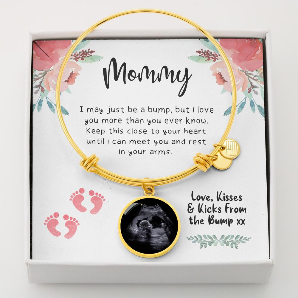 Personalized Ultrasound Bangle For Moms To Be - Luxury Circle Bangle Bracelet Gift Idea
