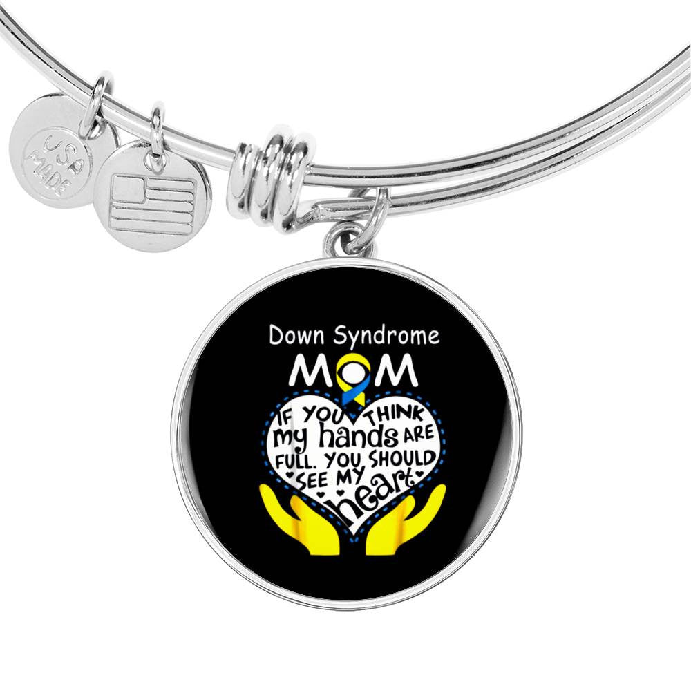 Down Syndrome Mom Bracelet - Luxury Circle Bangle Bracelet Gift Idea