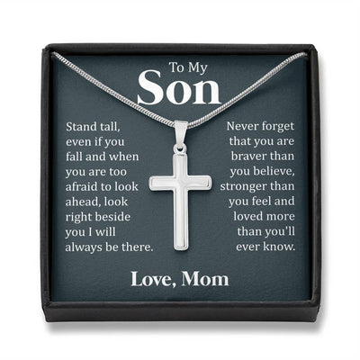 To My Son - I Will Always Be There, Cross Necklace Gift From Dad Mom, Gift To Son