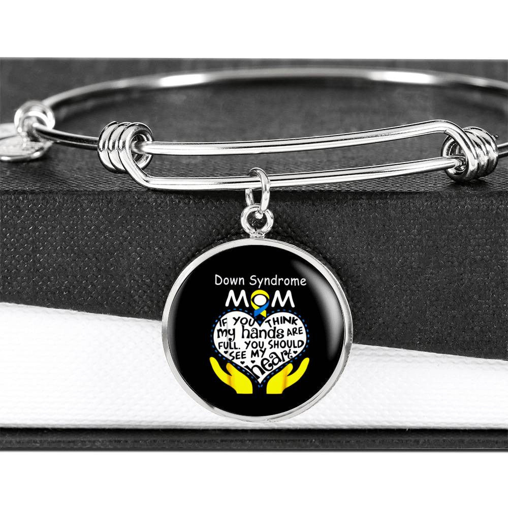 Down Syndrome Mom Bracelet - Luxury Circle Bangle Bracelet Gift Idea