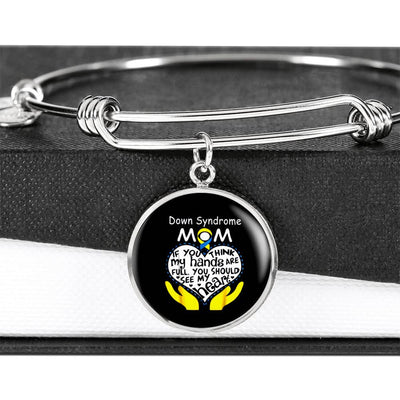 Down Syndrome Mom Bracelet - Luxury Circle Bangle Bracelet Gift Idea