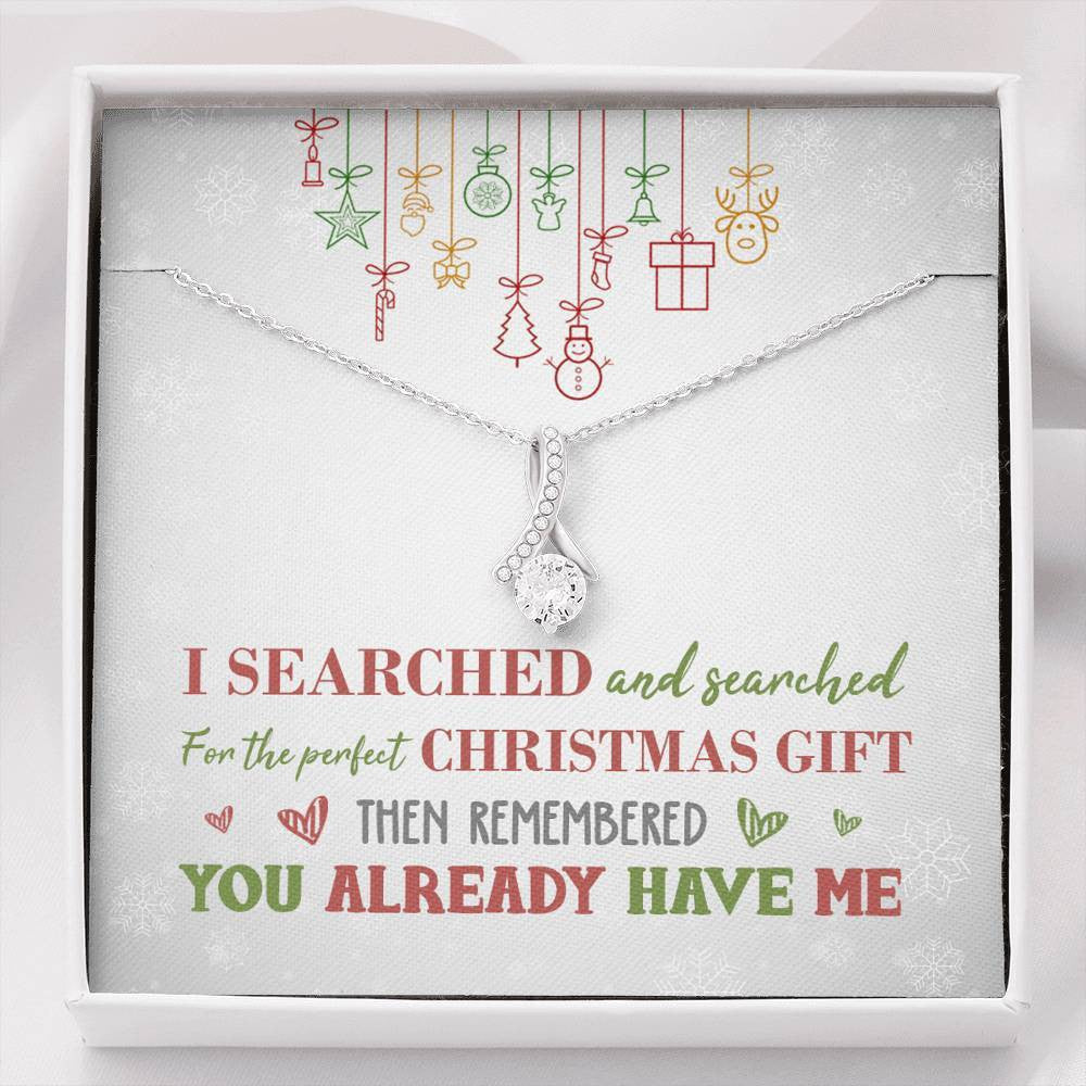 Perfect Christmas Ribbon Drop Pendant Necklace - Alluring Beauty Necklace