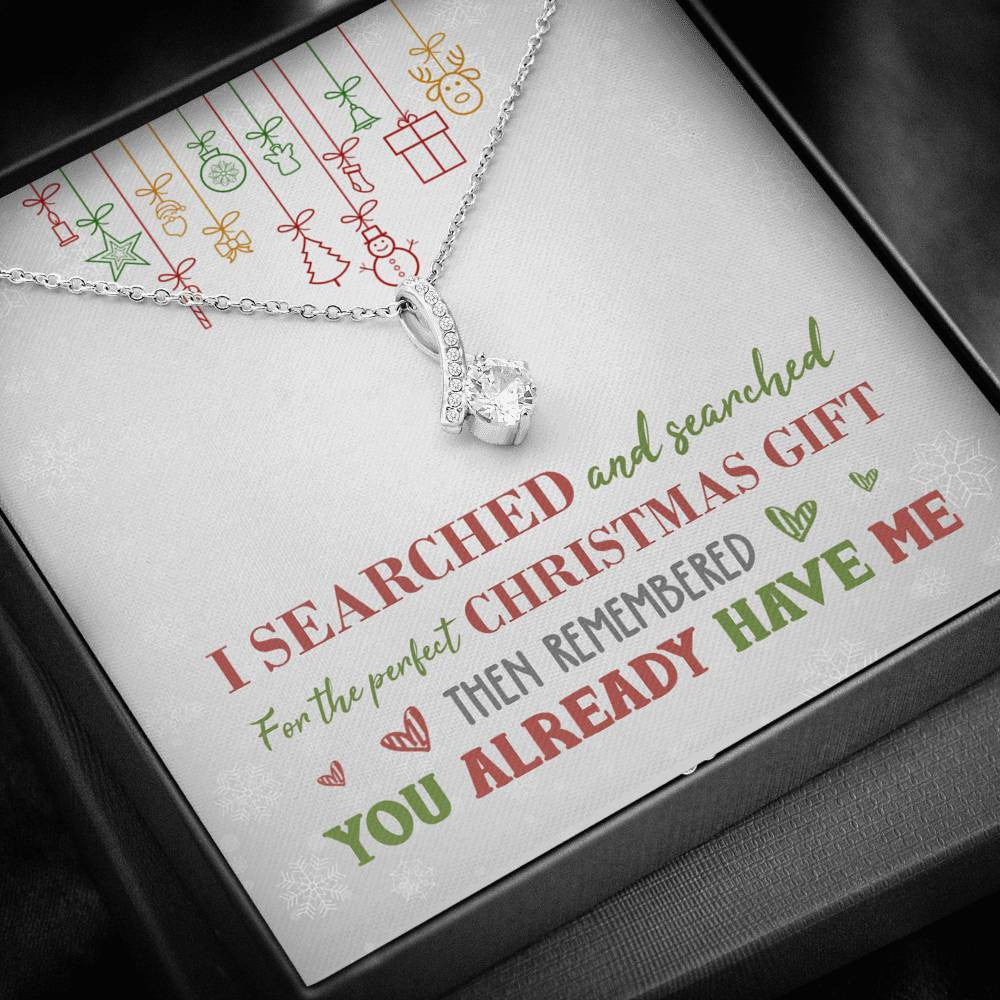 Perfect Christmas Ribbon Drop Pendant Necklace - Alluring Beauty Necklace