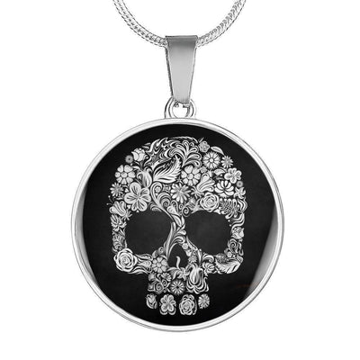 Pretty Skull - Circle Pendant Necklace Gift For Him Dad