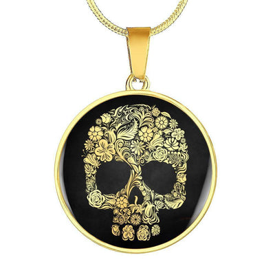 Pretty Skull - Circle Pendant Necklace Gift For Him Dad