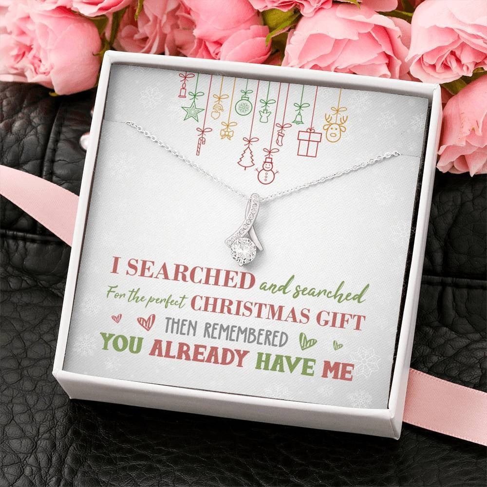 Perfect Christmas Ribbon Drop Pendant Necklace - Alluring Beauty Necklace