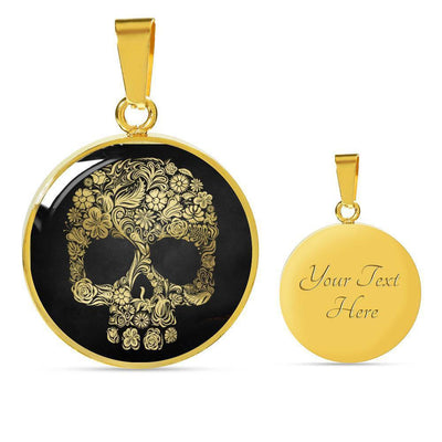 Pretty Skull - Circle Pendant Necklace Gift For Him Dad