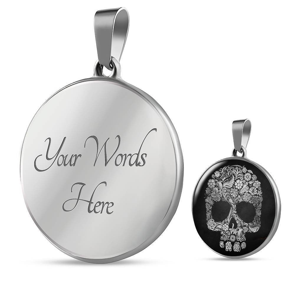 Pretty Skull - Circle Pendant Necklace Gift For Him Dad