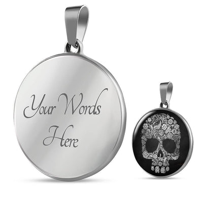 Pretty Skull - Circle Pendant Necklace Gift For Him Dad