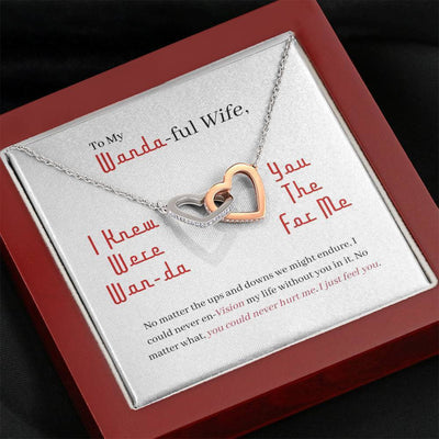 Romantic Birthday Gifts Wife - I Just Feel You - I Knew You Were the Wan-da for Me - Interlocking Heart Necklace