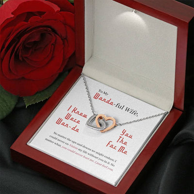 Romantic Birthday Gifts Wife - I Just Feel You - I Knew You Were the Wan-da for Me - Interlocking Heart Necklace