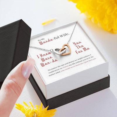 Romantic Birthday Gifts Wife - I Just Feel You - I Knew You Were the Wan-da for Me - Interlocking Heart Necklace