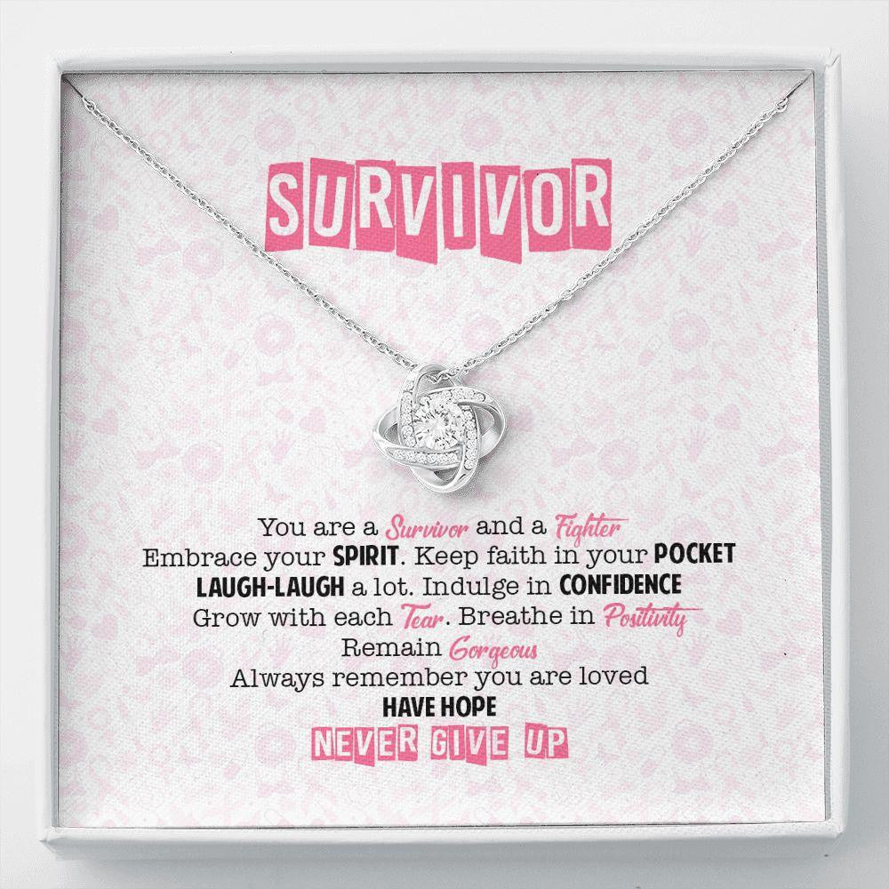You Are A Warrior - Neve Give Up Gift Idea For Her - Love Knot Necklace Gift For Daughter