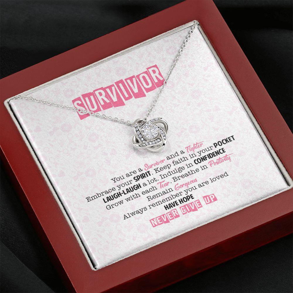 You Are A Warrior - Neve Give Up Gift Idea For Her - Love Knot Necklace Gift For Daughter