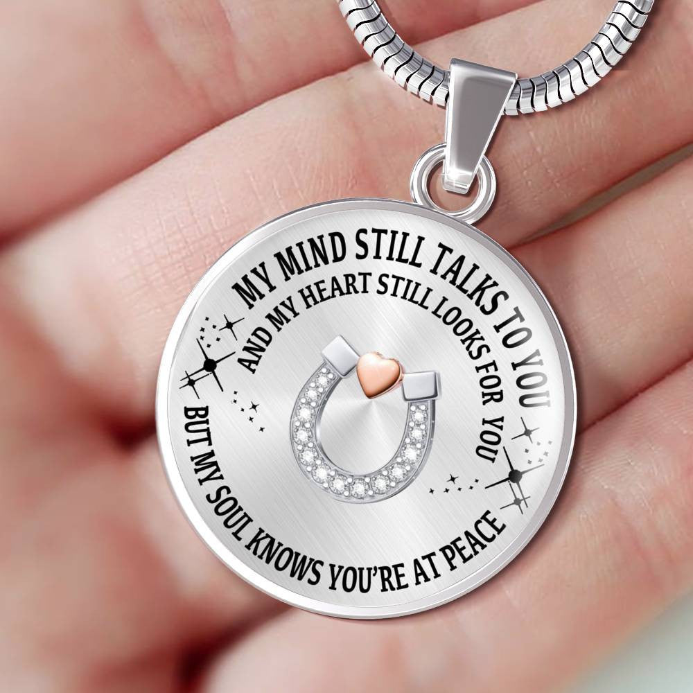Horse Pet Memorial Necklace With Engraving - Luxury Circle Pendant Necklace Perfect Gift Idea For Her/Him