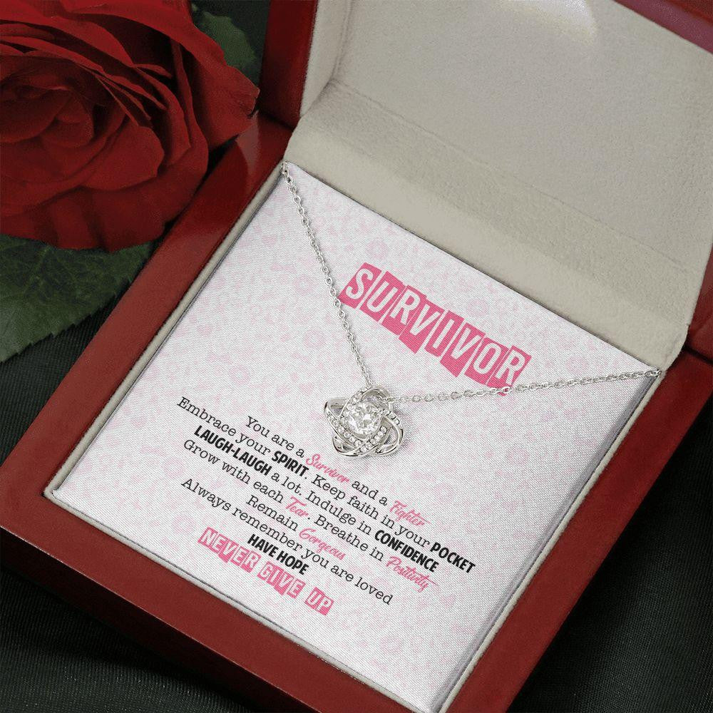 You Are A Warrior - Neve Give Up Gift Idea For Her - Love Knot Necklace Gift For Daughter