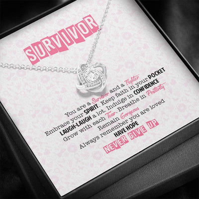 You Are A Warrior - Neve Give Up Gift Idea For Her - Love Knot Necklace Gift For Daughter