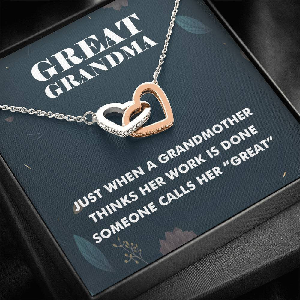 Great Grandma Silver and Gold Necklace - Interlocking Hearts Necklace