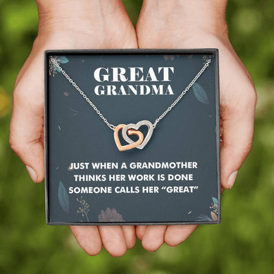 Great Grandma Silver and Gold Necklace - Interlocking Hearts Necklace