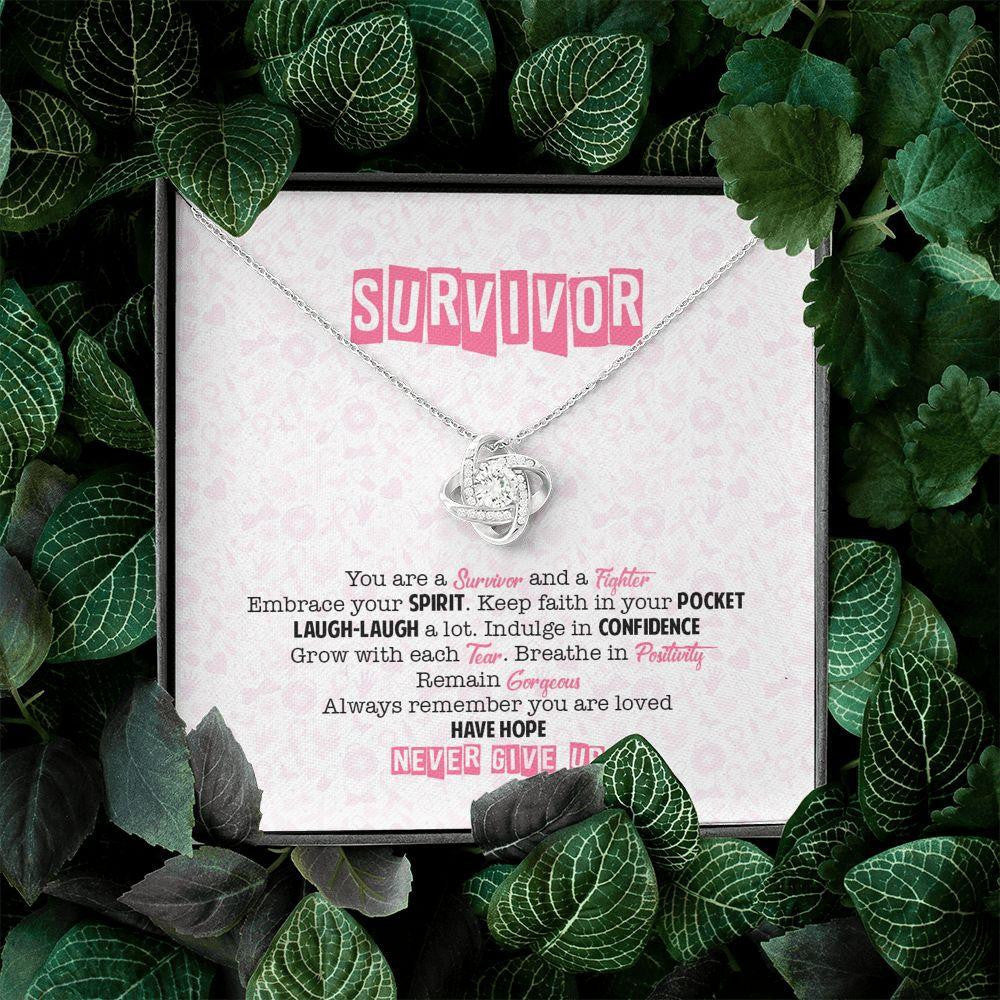 You Are A Warrior - Neve Give Up Gift Idea For Her - Love Knot Necklace Gift For Daughter
