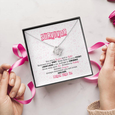 You Are A Warrior - Neve Give Up Gift Idea For Her - Love Knot Necklace Gift For Daughter