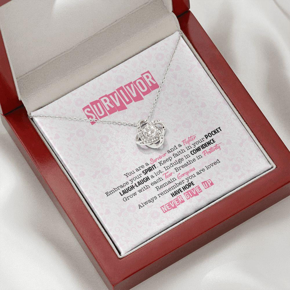 You Are A Warrior - Neve Give Up Gift Idea For Her - Love Knot Necklace Gift For Daughter