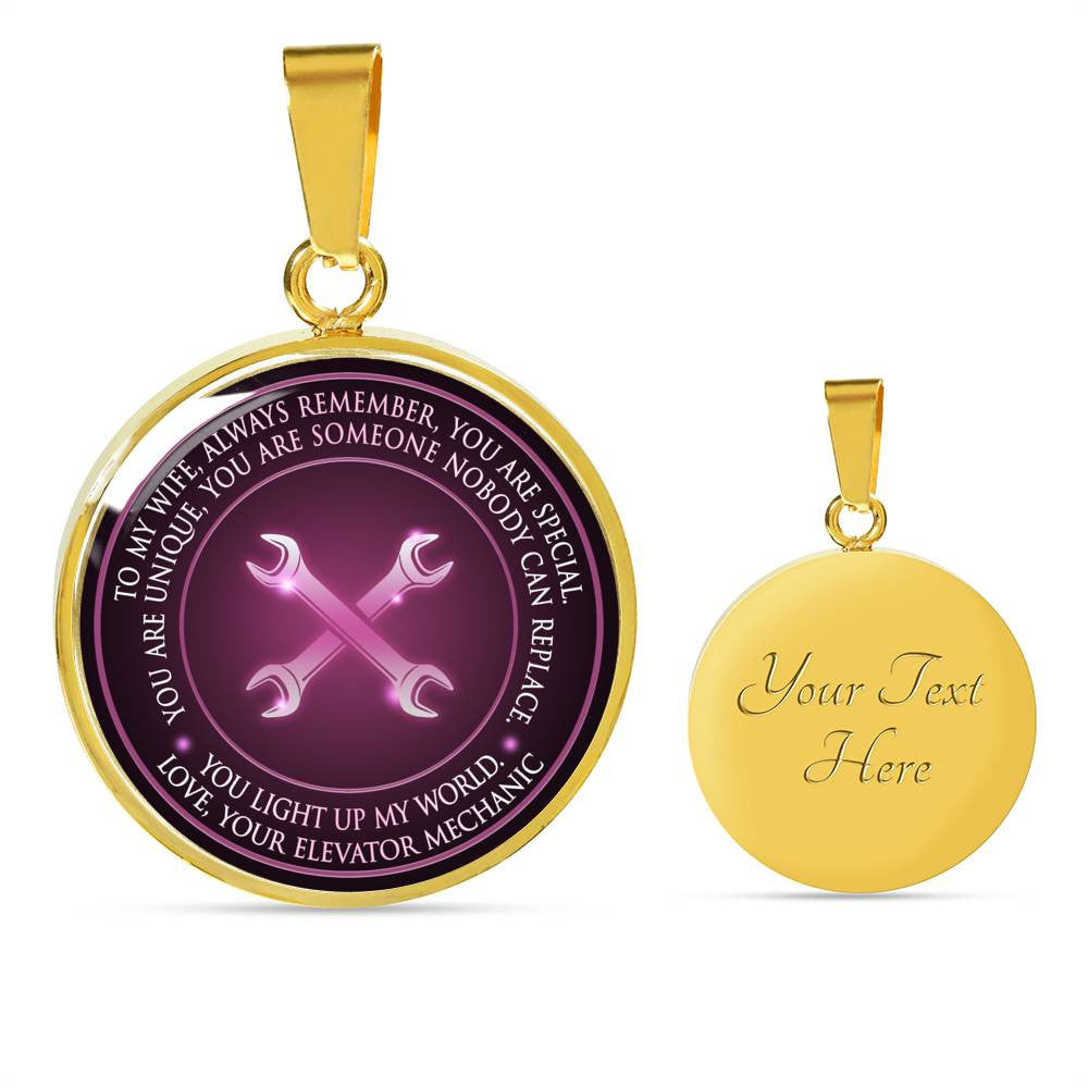 You Light Up My World. Love,Your Elevator Mechanic - Luxury Circle Pendant Necklace Perfect Gift Idea For Her/Him