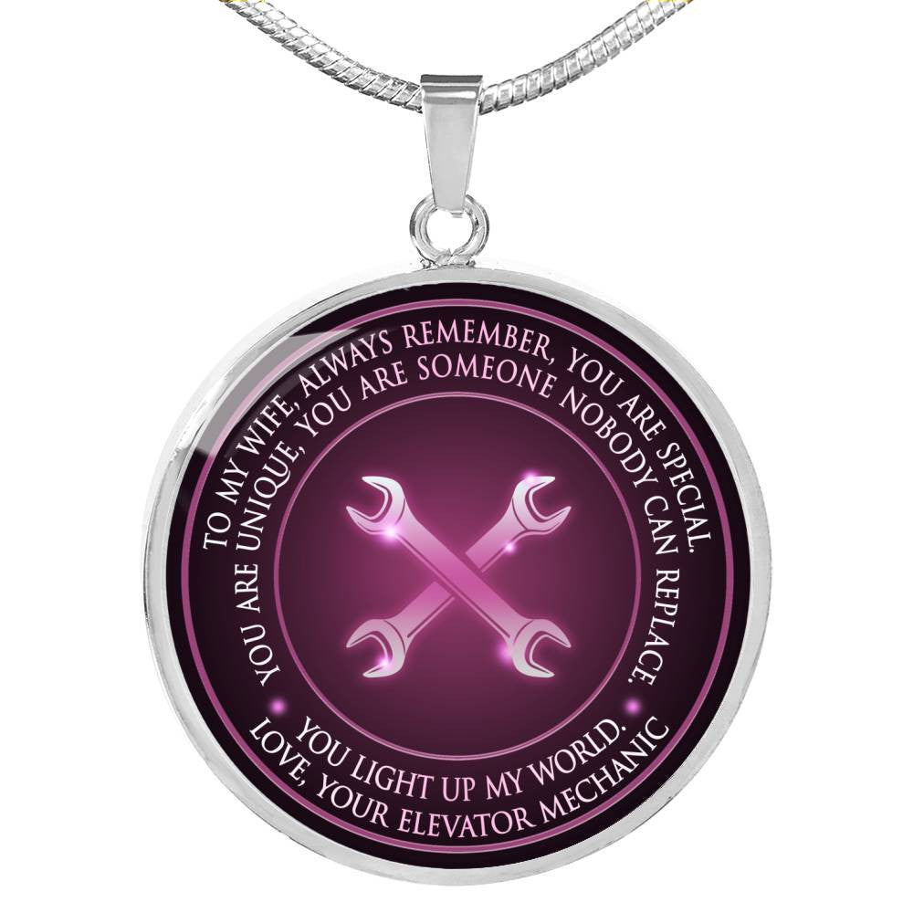 You Light Up My World. Love,Your Elevator Mechanic - Luxury Circle Pendant Necklace Perfect Gift Idea For Her/Him
