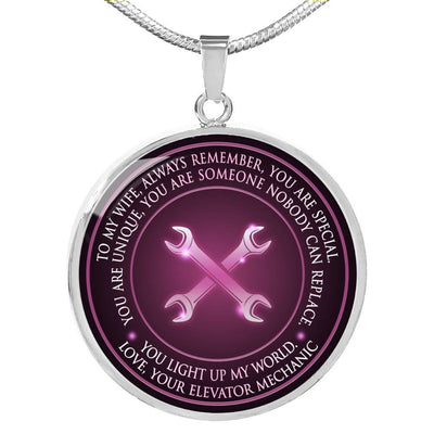You Light Up My World. Love,Your Elevator Mechanic - Luxury Circle Pendant Necklace Perfect Gift Idea For Her/Him
