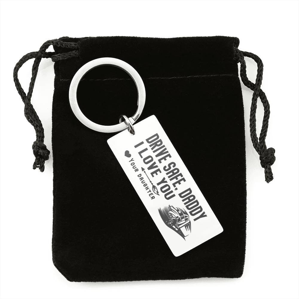 Pesonalize Fathers Day Gift For Dad - Drive Safe Daddy I Love You- Rectangle Keychain Gift For Men From Son Daughter