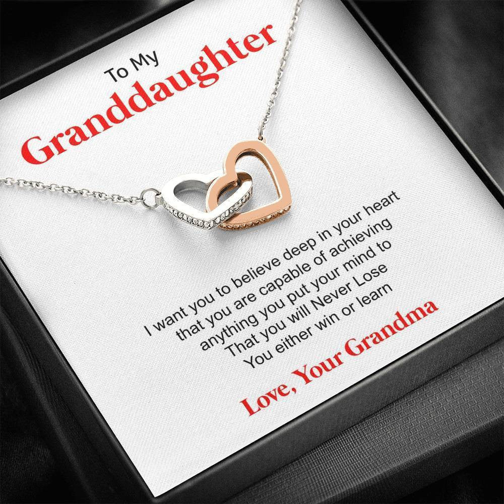 To My Granddaughter - Forever Love From Grandma - Interlocking Hearts Necklace
