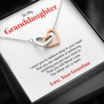 To My Granddaughter - Forever Love From Grandma - Interlocking Hearts Necklace