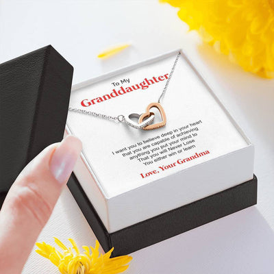 To My Granddaughter - Forever Love From Grandma - Interlocking Hearts Necklace